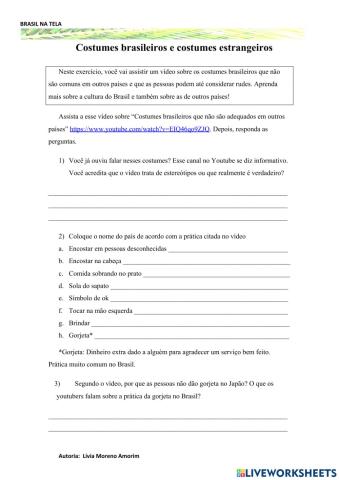 Costumes estranhos DE  brasileiros E ESTRANGEIROS