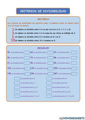 Criterios de divisibilidad