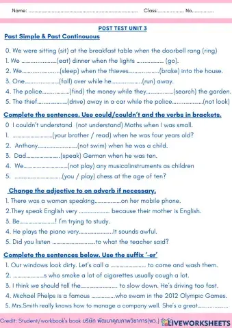 Past sim,con  ,suffix er , could