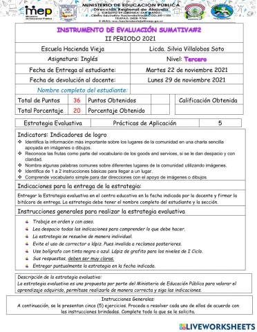 II Instrumento de Evaluación Sumativa de 3ro