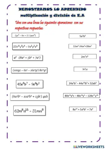 Multiplicación y división de términos algebraicos