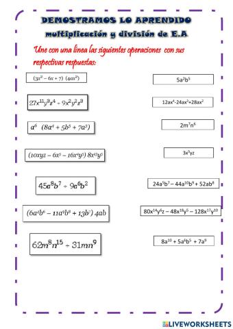Multiplicación y división de términos algebraicos