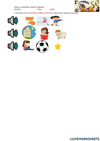 Sustantivos,Abjetivos y Verbos.