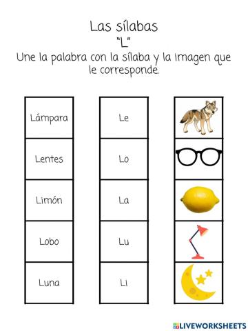 Sílabas La, Le, Li, Lo, Lu