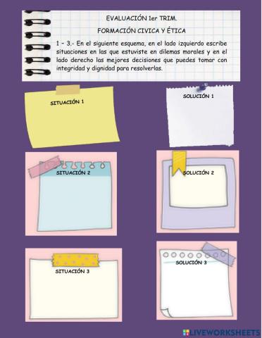 EVALUACIÓN 1er TRIM.  FORMACIÓN CIVICA Y ÉTICA