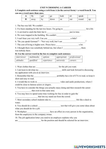 Unit 9 choosing a career