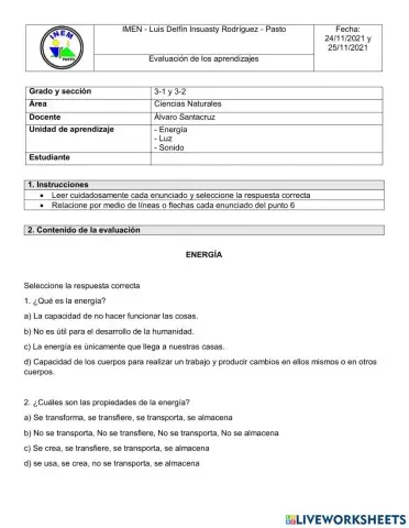 Energía, Luz y Sonido