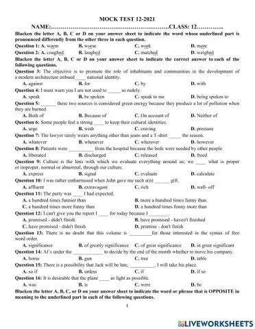 Mock test 12
