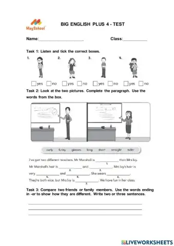 Big English Plus 4 - Test Unit 1
