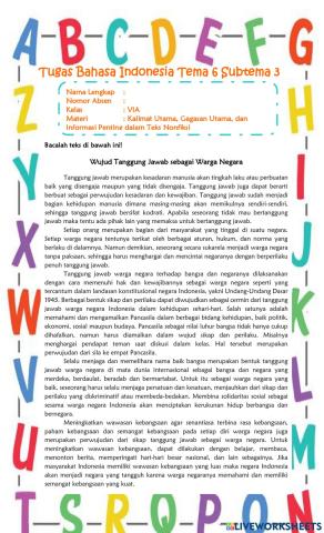 Bahasa Indonesia Kelas 6 Tema 6 Subtema 3