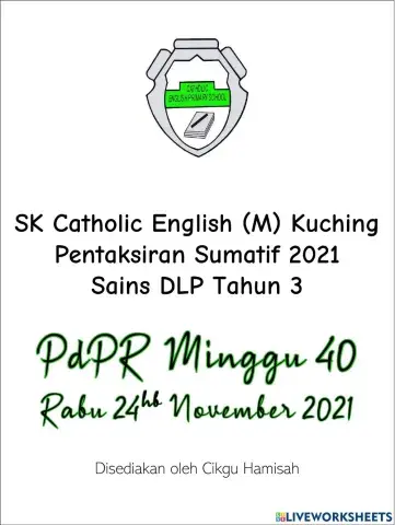Pentaksiran Sumatif Sains DLP Tahun 3-PdPR Minggu 40-24hb November 2021