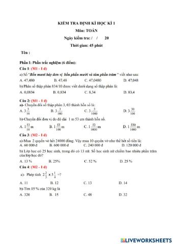 Thi cuối kì Toán 5