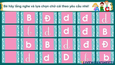 Bài tập chữ cái b, d, đ