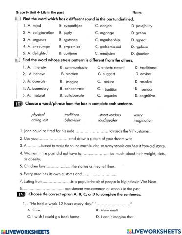 Grade 9B- Review U4 (wish sentence)