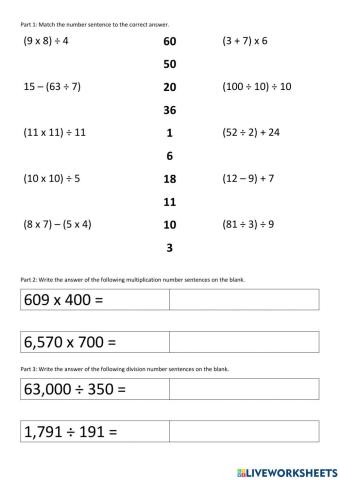Order of Operations (4th Grade)
