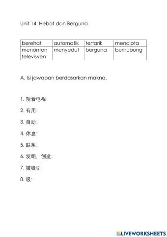 Bahasa Melayu Tahun 2 Unit 14