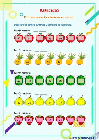 Patrones numéricos basados en restas