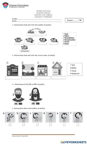 English test 2nd grade parcial 2