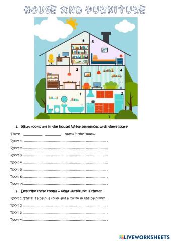 House - there is-are, prepositions