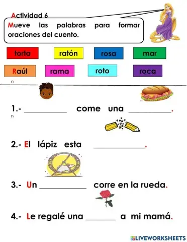 Actividad 6 formar oraciones con palabras con r