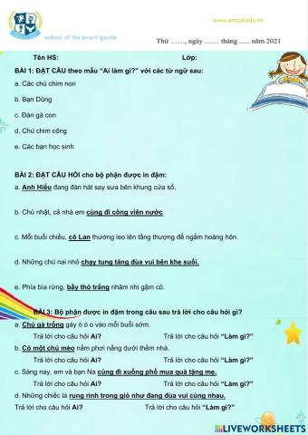 Ôn tập mẫu câu -ai làm gì?-