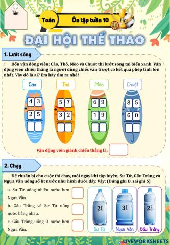 Ôn tập toán tuần Chín - lớp Hai