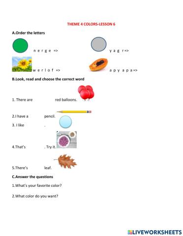 Theme 4 colors lesson 6