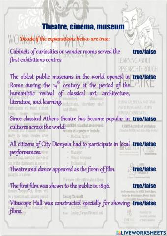 Theatre, cinema, museum