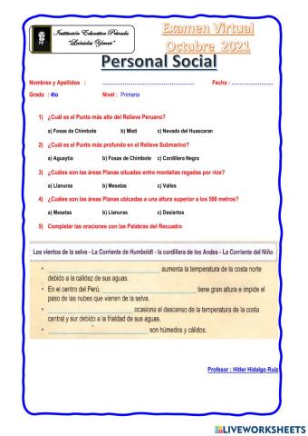 Personal Social 4to Primaria