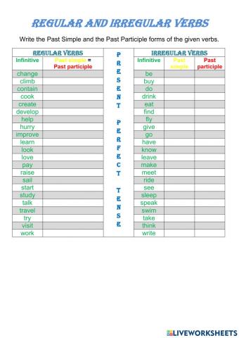 Regular and irregular verbs