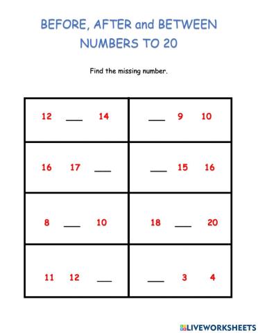 Before-After-Between Number Sense to 20
