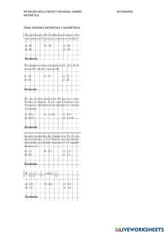 Razon aritmetica y geometrica