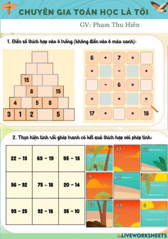 Phiếu tăng cường Toán tuần 13