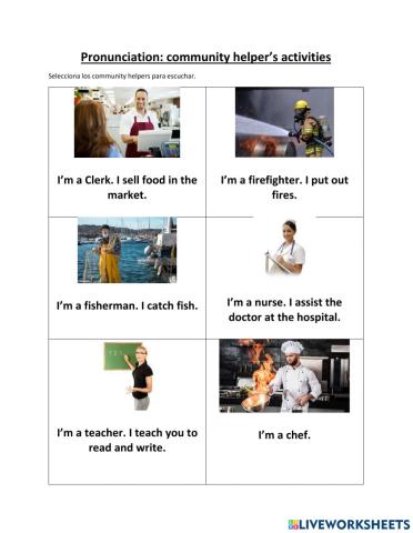 Pronunciation: community helper’s activities