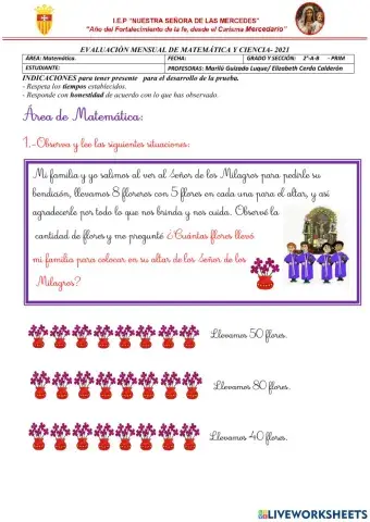 Examen mensual de matemática y ciencia