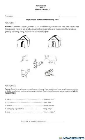 Pagtukoy sa Mataas at Mababang Tono