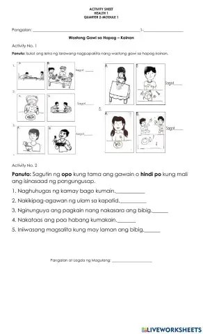 Wastong Gawi sa Hapag – Kainan