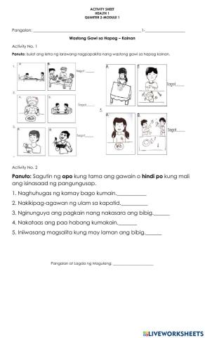 Wastong Gawi sa Hapag – Kainan