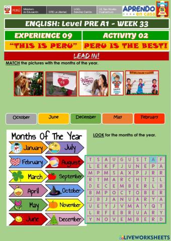 Week 33 - ENGLISH PRE A1 - Experience 9 - Activity 2. Peru is the best!
