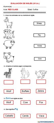 Animales en ingles