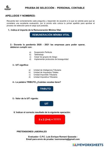 Prueba de selección personal contable