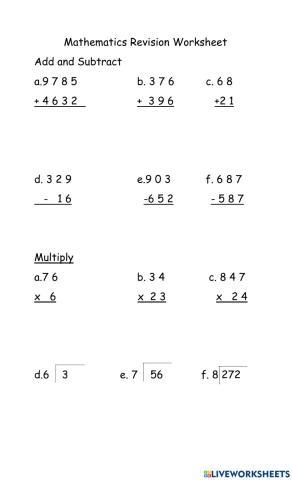 Mathematics Revision