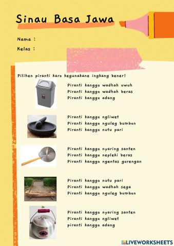 Soal Bahasa Jawa (Check Boxes)