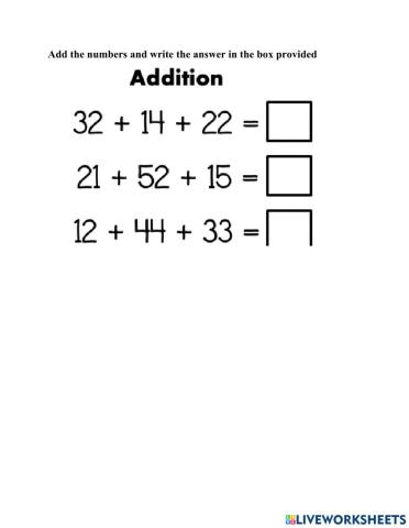 Adding three 2-digit number without regrouping