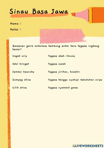 Soal Bahasa Jawa (Join with Arrows)