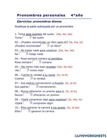 Los pronombres átonos