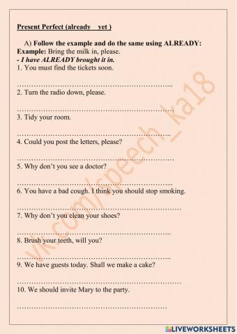 Present Perfect, already, yet, word order