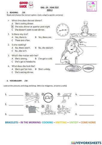 End of year test kids 4 2021