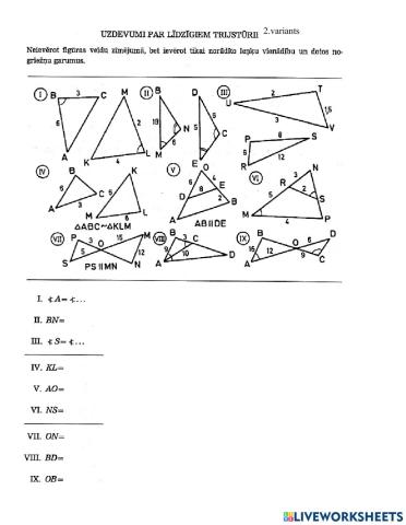 Uzdevumi par līdzīgiem trijstūriem