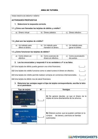 Tarjetas de debito y credito
